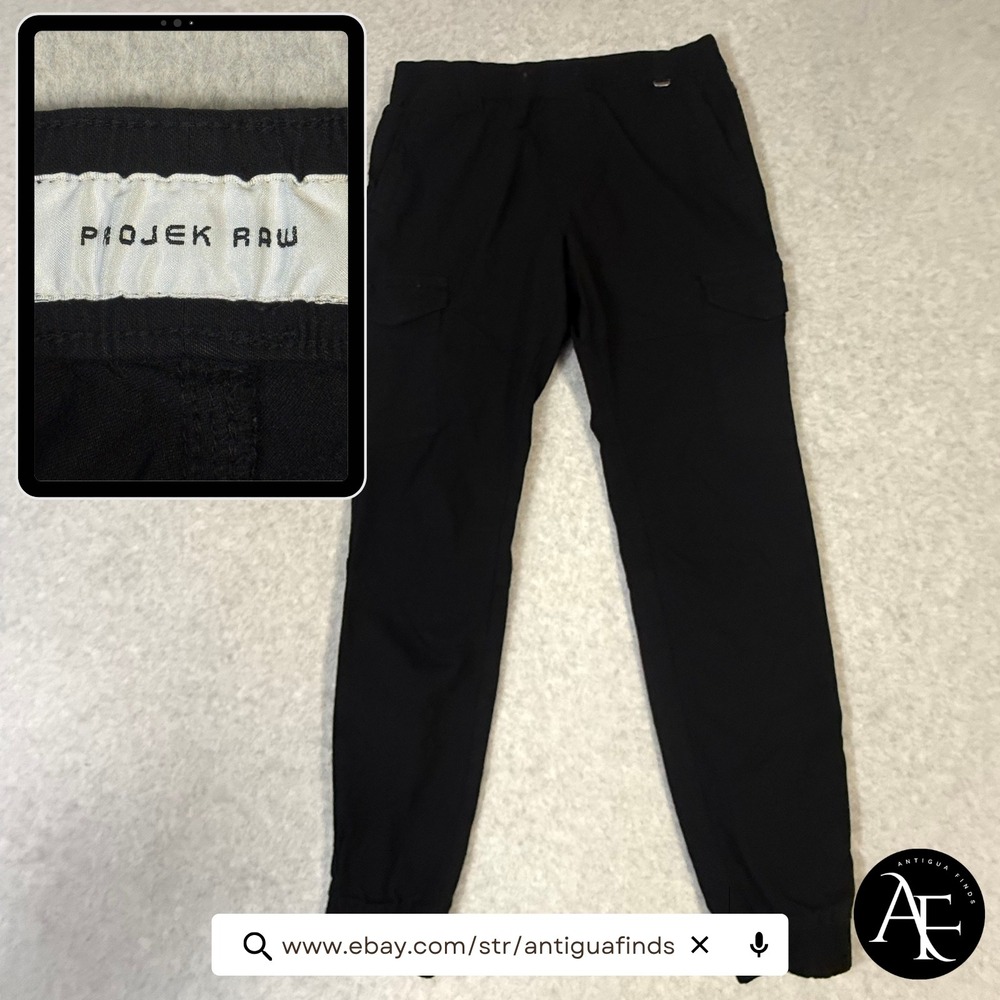 Projek Raw Mens Classic Fit Cargo Jogger Pants Black Size Small 145109